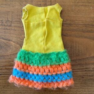 Vintage Barbie Loop Scoop Dress #1454 Yellow Retro Yarn as is